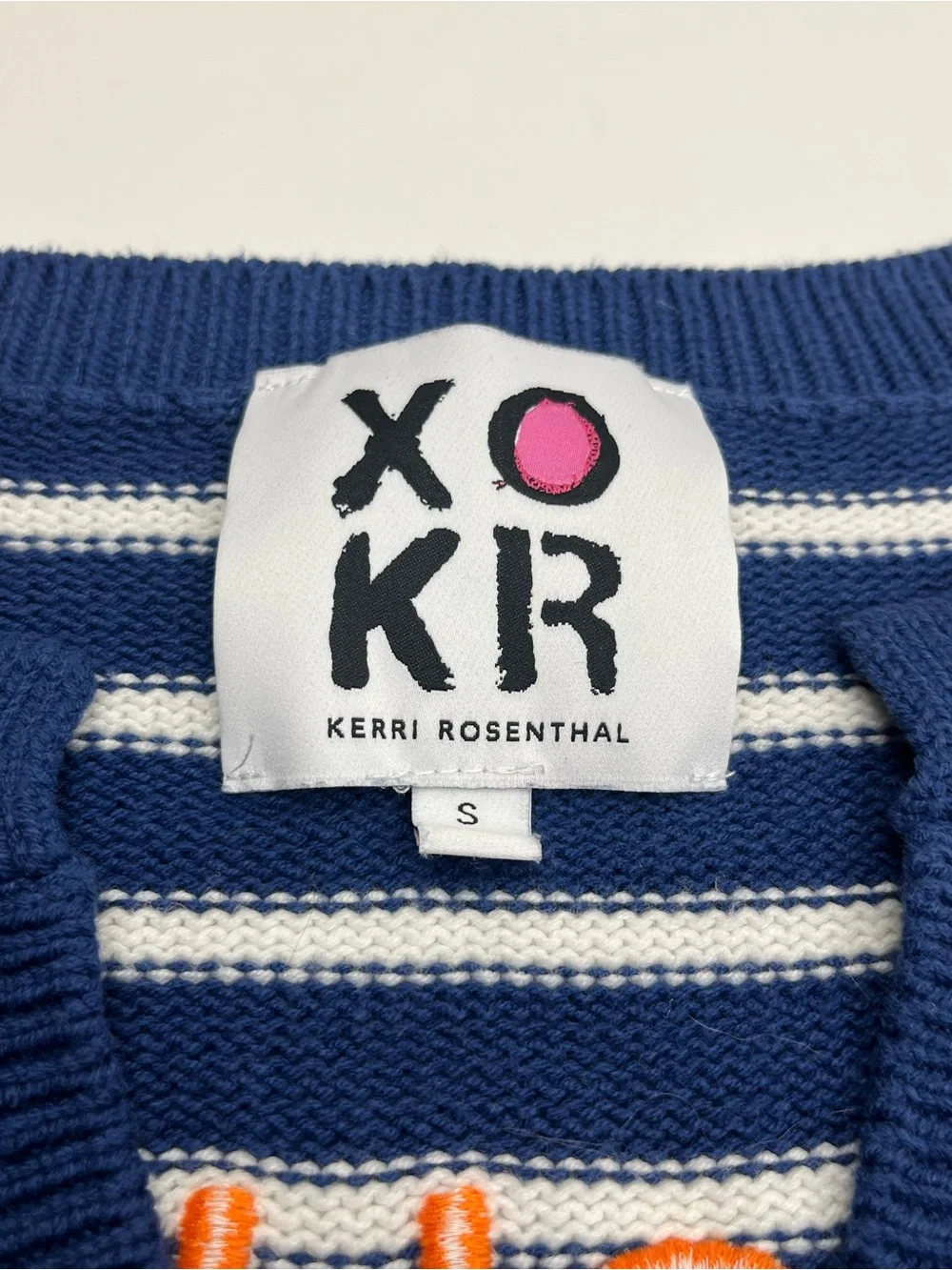 Kerri Rosenthal Sunshine Is a State of Mind Embroidered V-Neck Sweater‎ Small